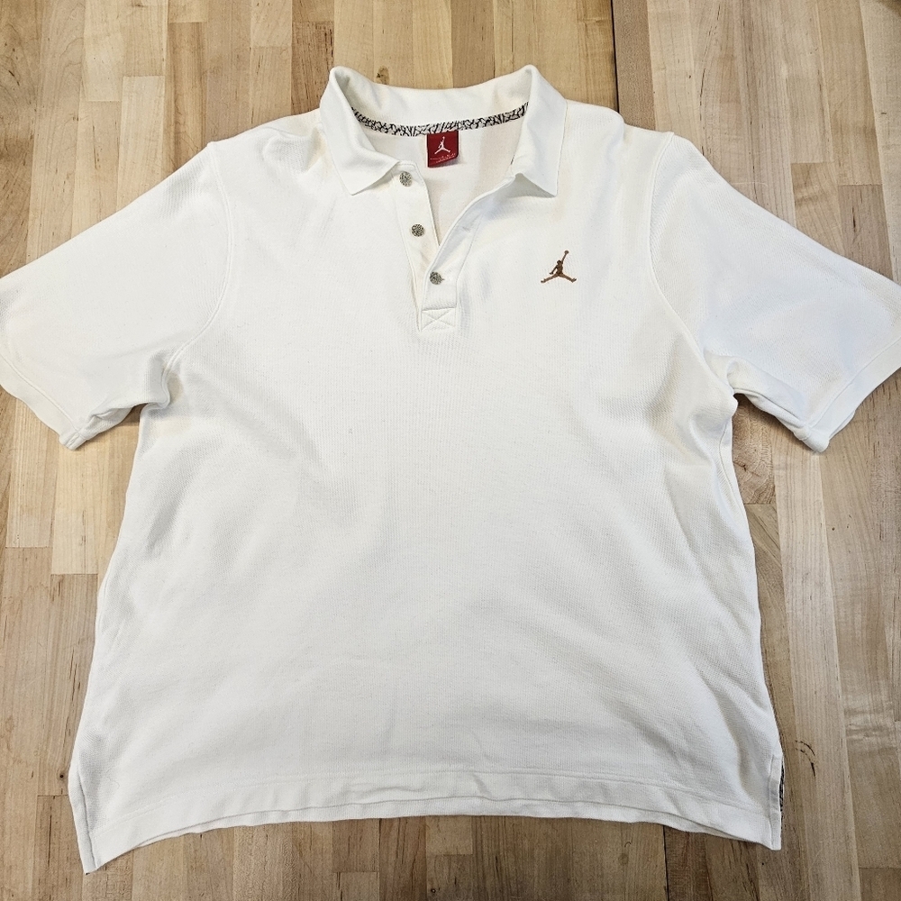 Rare Classic  Authentic Air Jordan Jump Man Whire Polo Shirt X-LARGE
